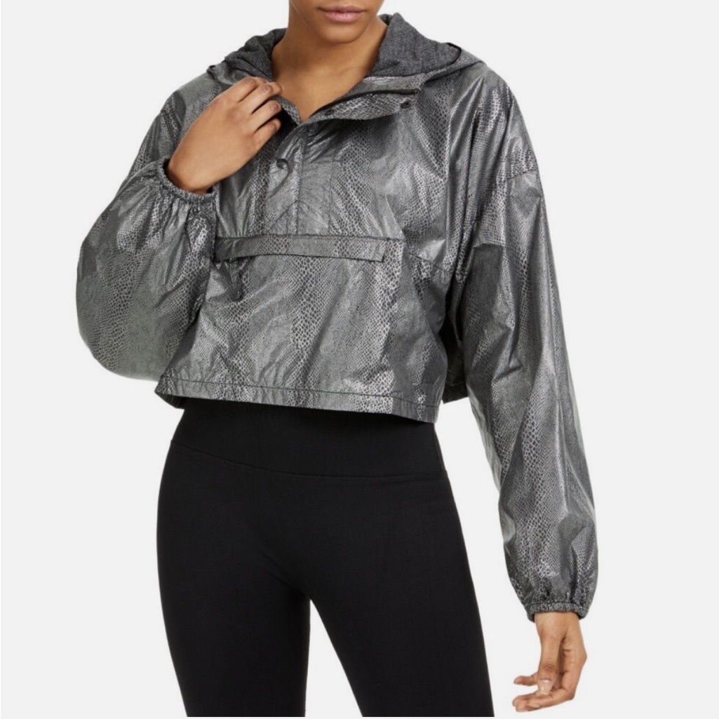Fp Movement Reflective Snake Print Crop Anorak Jacket - Gray | Size Xs